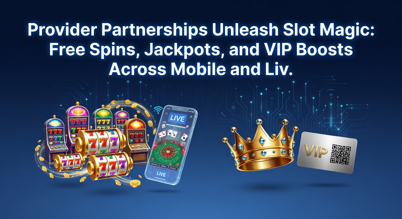 Live-Casino-Tisch mit Slot-Elementen, Jackpot-Anzeigen und VIP-Symbole auf Smartphones, die Partnerschaftsinnovationen darstellen