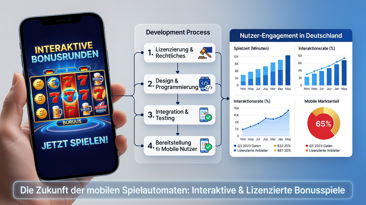 Mobile Spieloberfläche mit interaktiven Bonusminispielen und Multiplikator-Optionen in einem lizenzierten deutschen Slot
